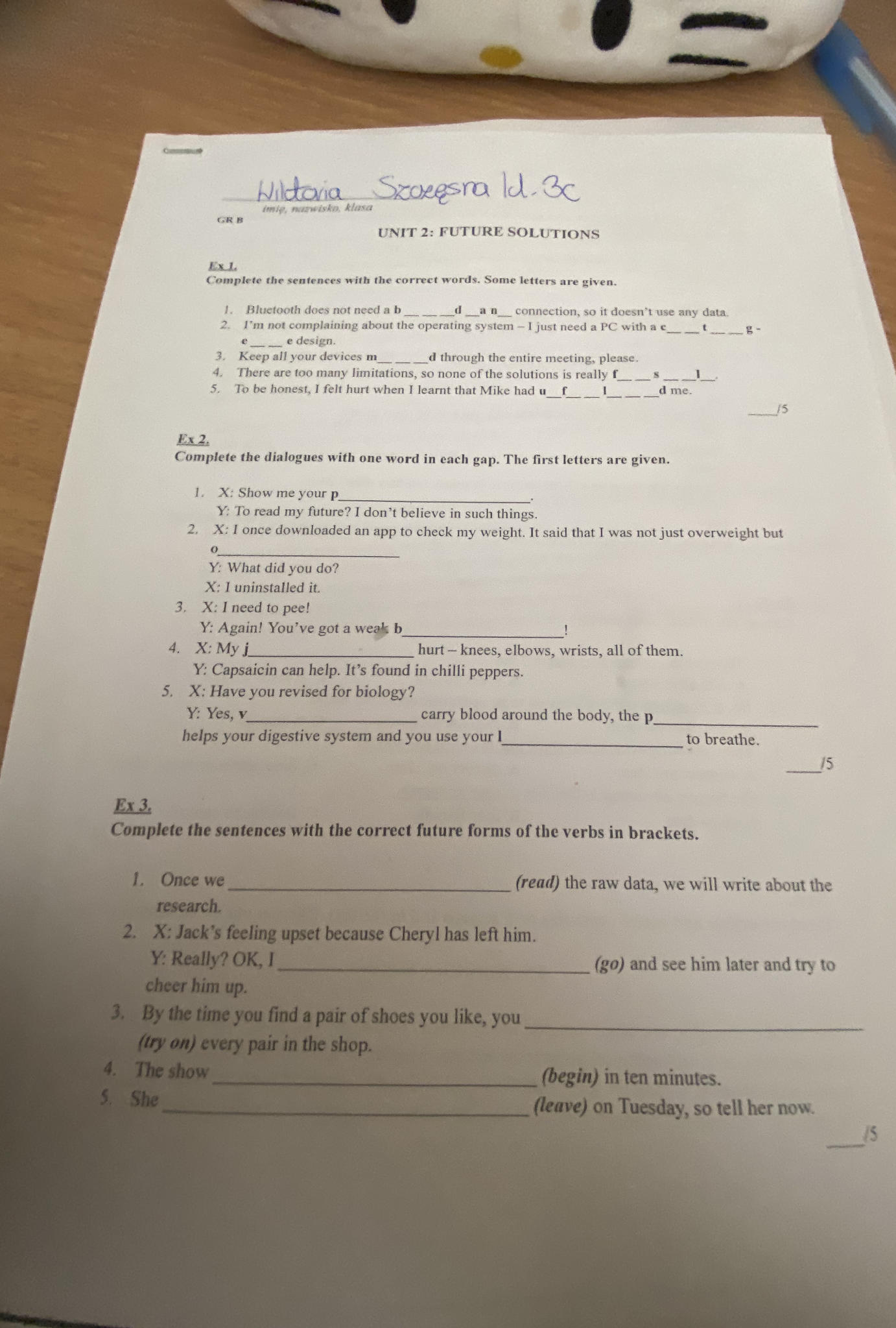 Ex 2. Complete the dialogues with one word | StudyX