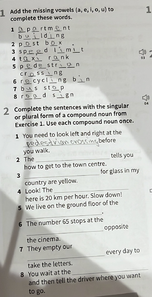 1 Add the missing vowels (a, e, i, o, u) to | StudyX