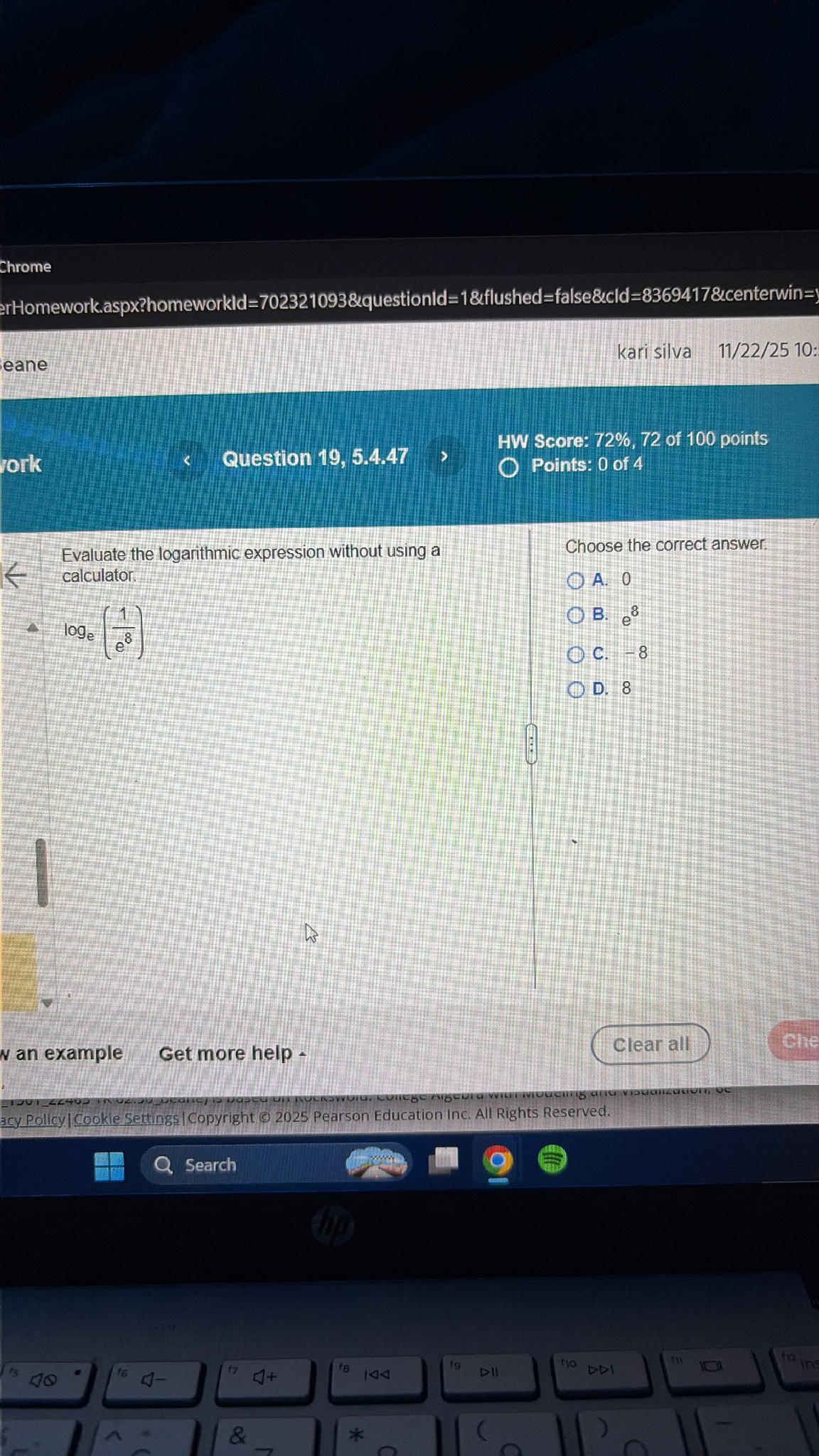 Evaluate the logarithmic expression without | StudyX