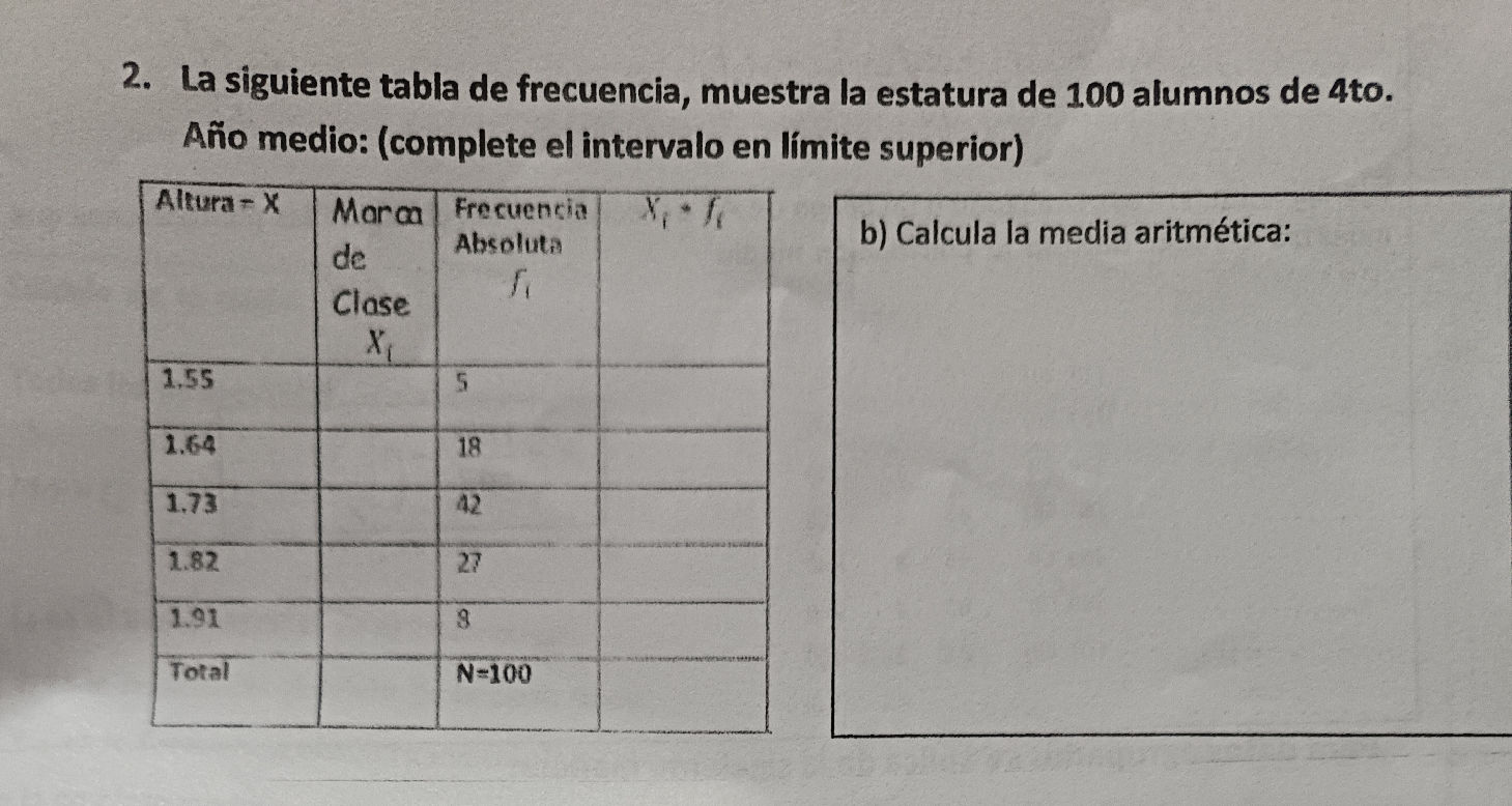 2. La siguiente tabla de frecuencia, muestra | StudyX