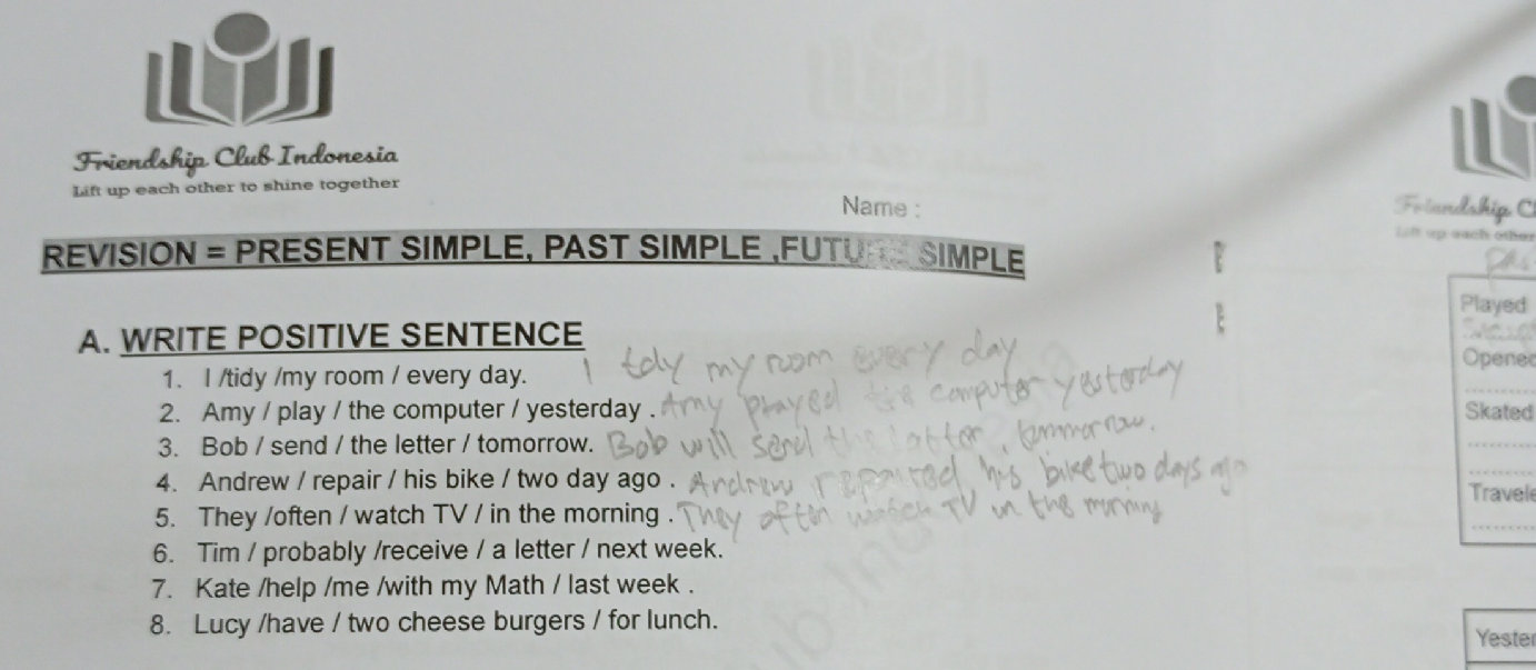 REVISION = PRESENT SIMPLE, PAST SIMPLE, | StudyX