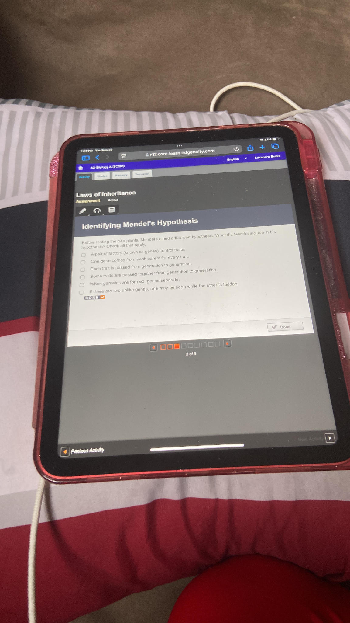 Identifying Mendel's Hypothesis Before | StudyX