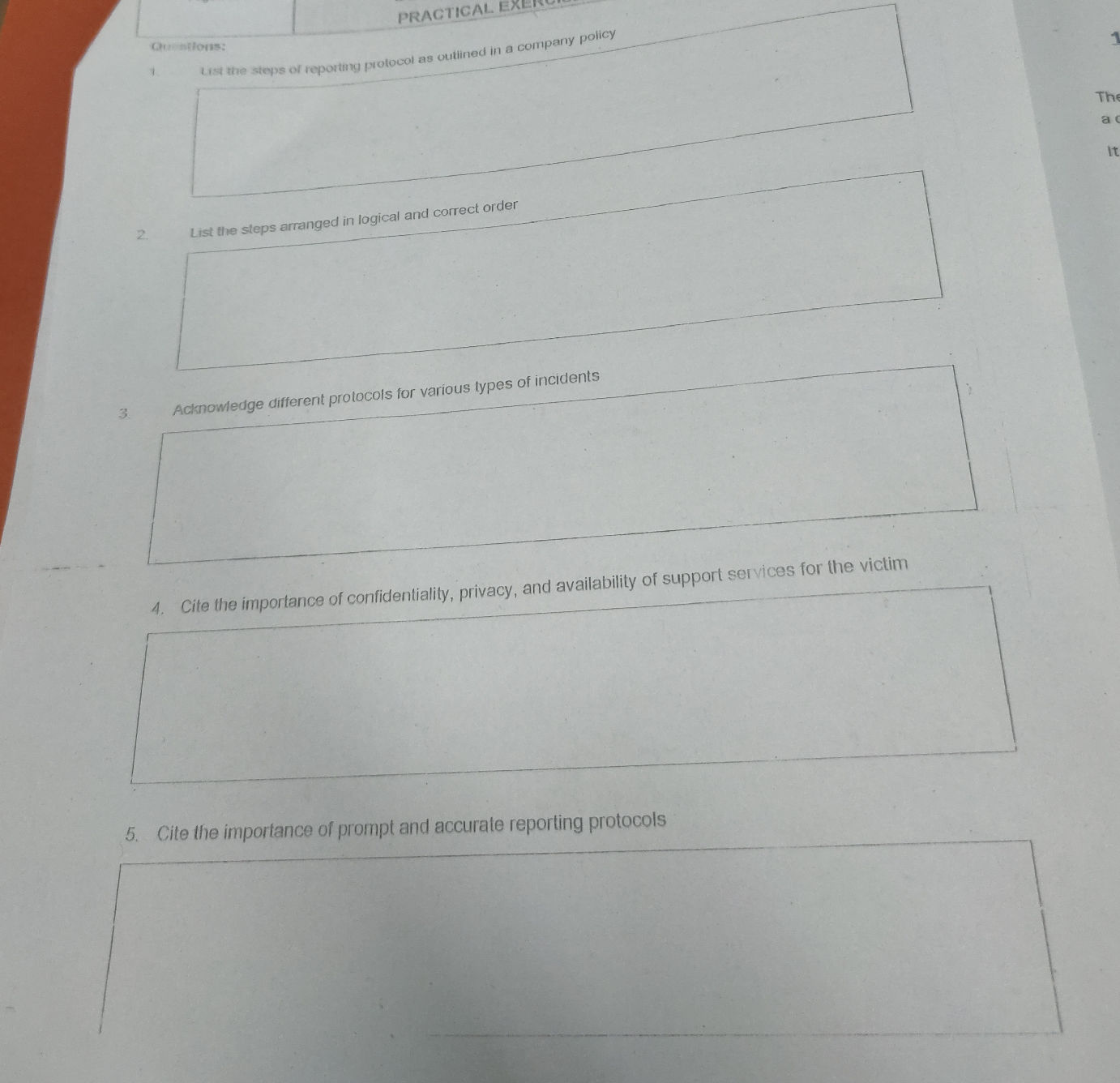 PRACTICAL EXERCISE Questions: 1. List the | StudyX