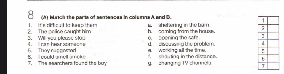 Column In A Sentence (A) Match the parts of sentences in columns | StudyX