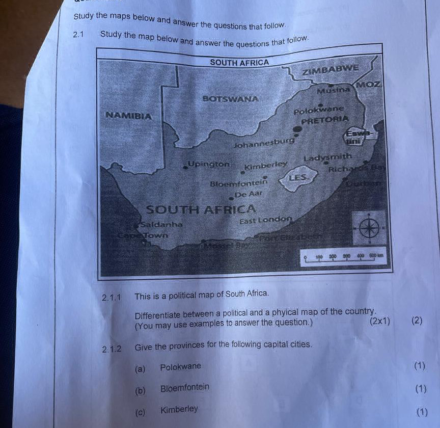 Study the map below and answer the questions | StudyX