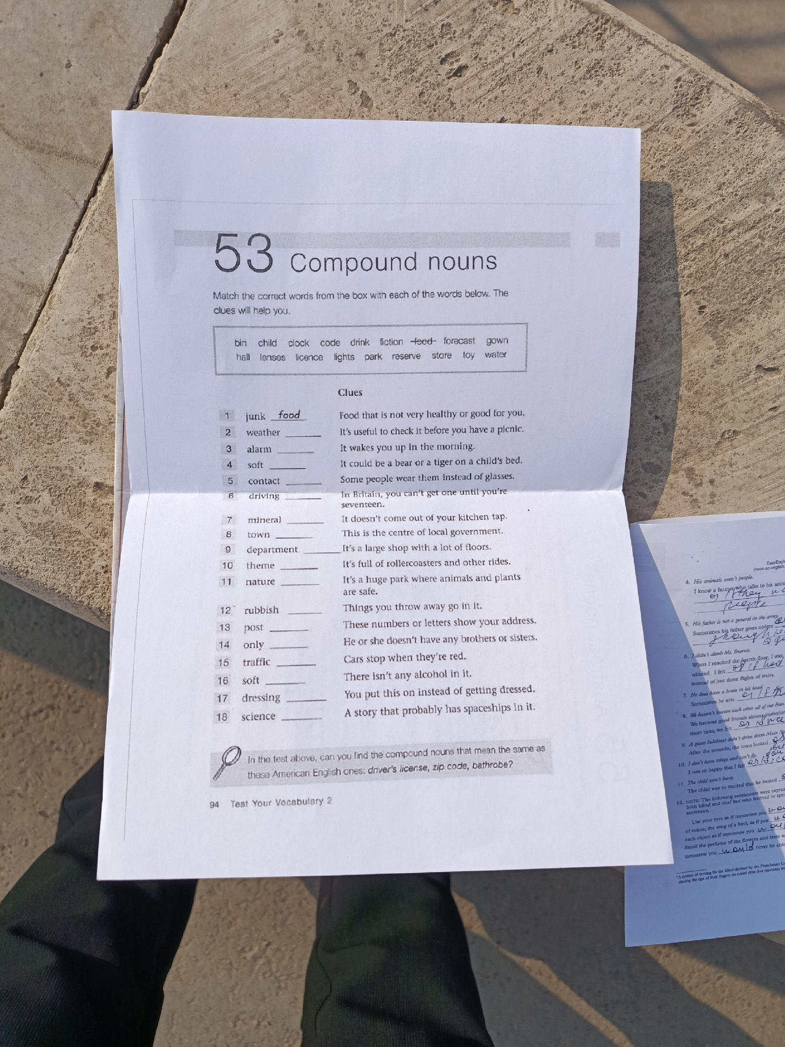 53 Compound nouns Match the correct words | StudyX