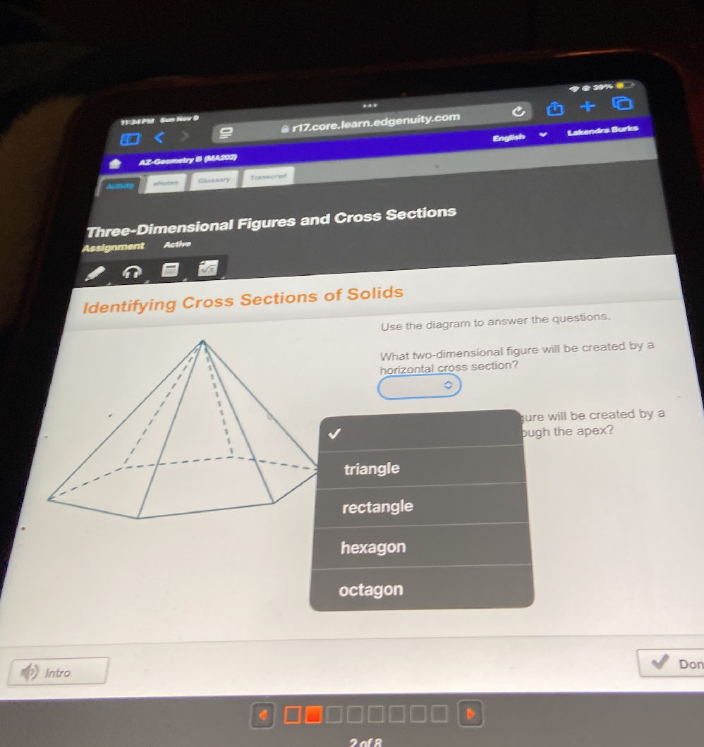 Use the diagram [of a hexagonal pyramid] to | StudyX