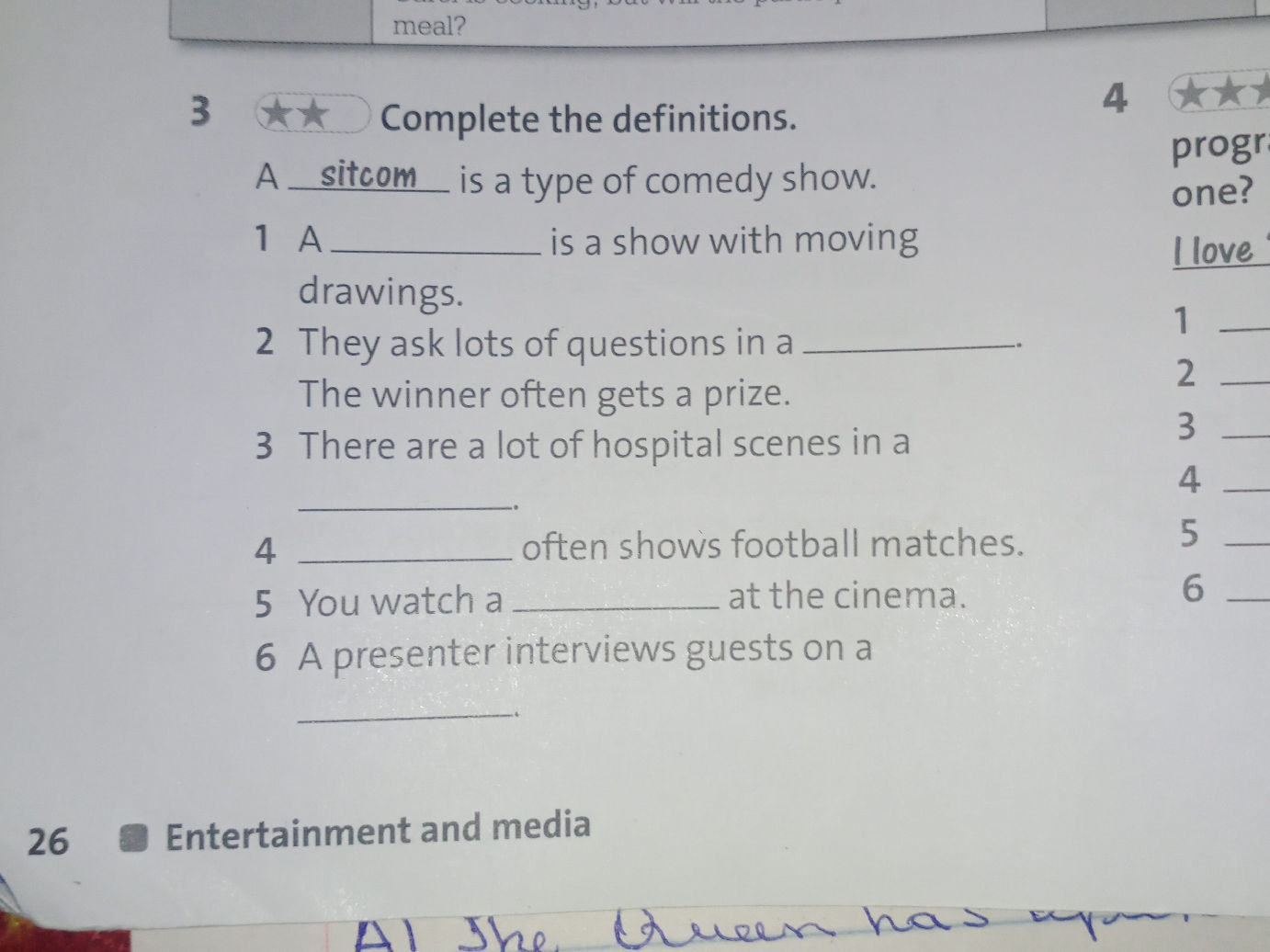 Sitcom Formula Complete the definitions. A sitcom is a type | StudyX