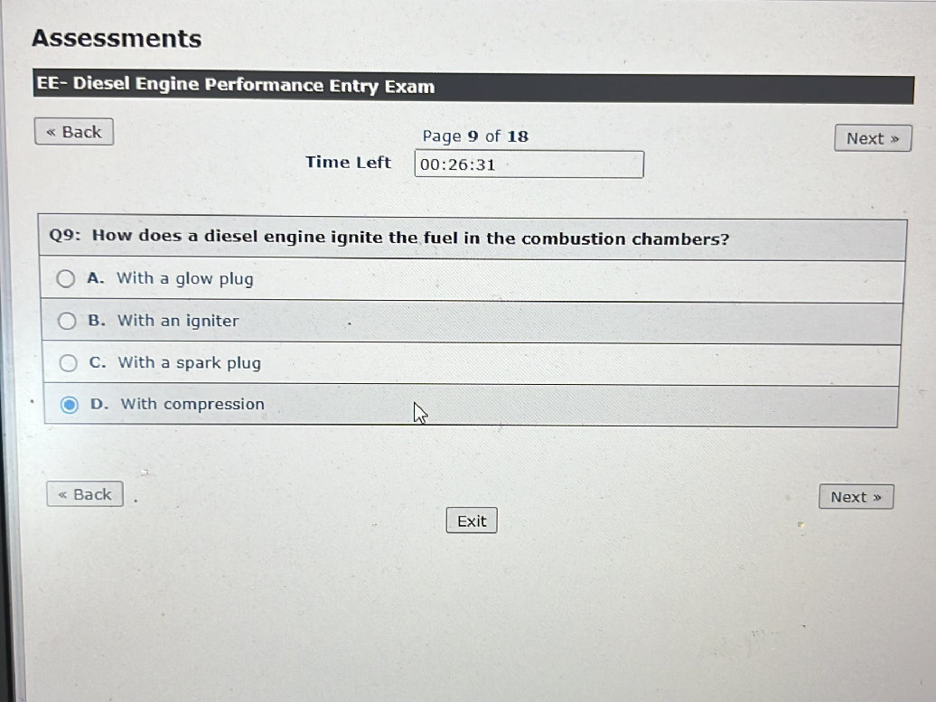Q9: How does a diesel engine ignite the fuel | StudyX