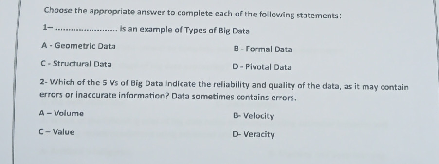 Complete Answer Example Choose the appropriate answer to complete | StudyX