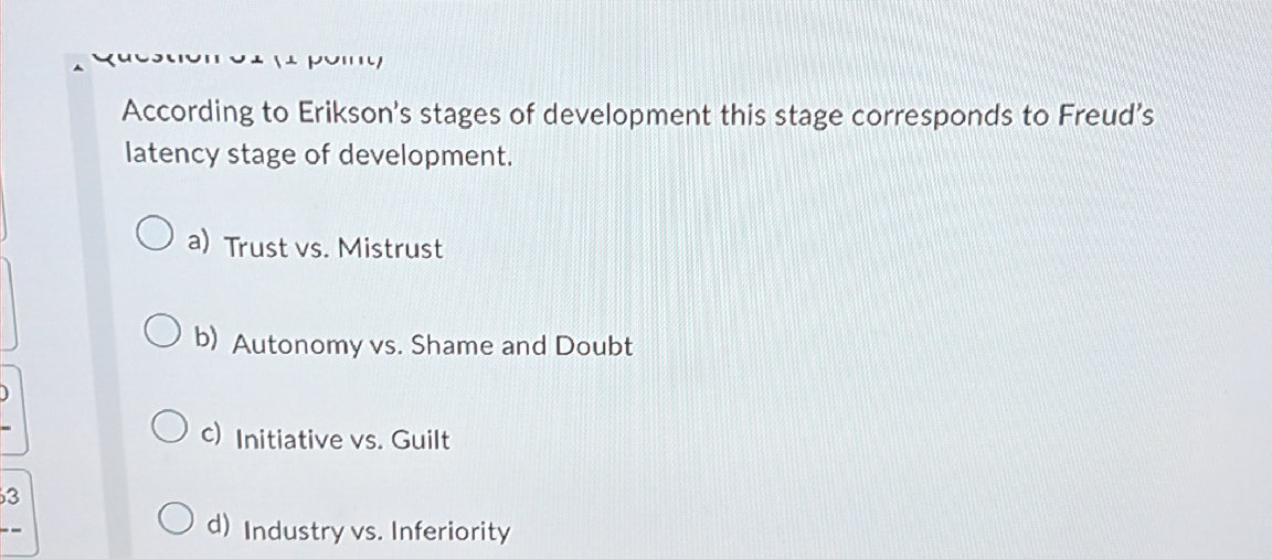 According to Erikson's stages of development | StudyX