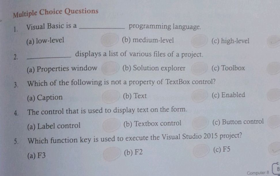 1. Visual Basic is a __________ programming | StudyX