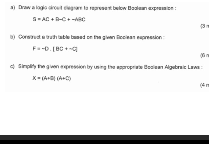 a) Draw a logic circuit diagram to represent | StudyX