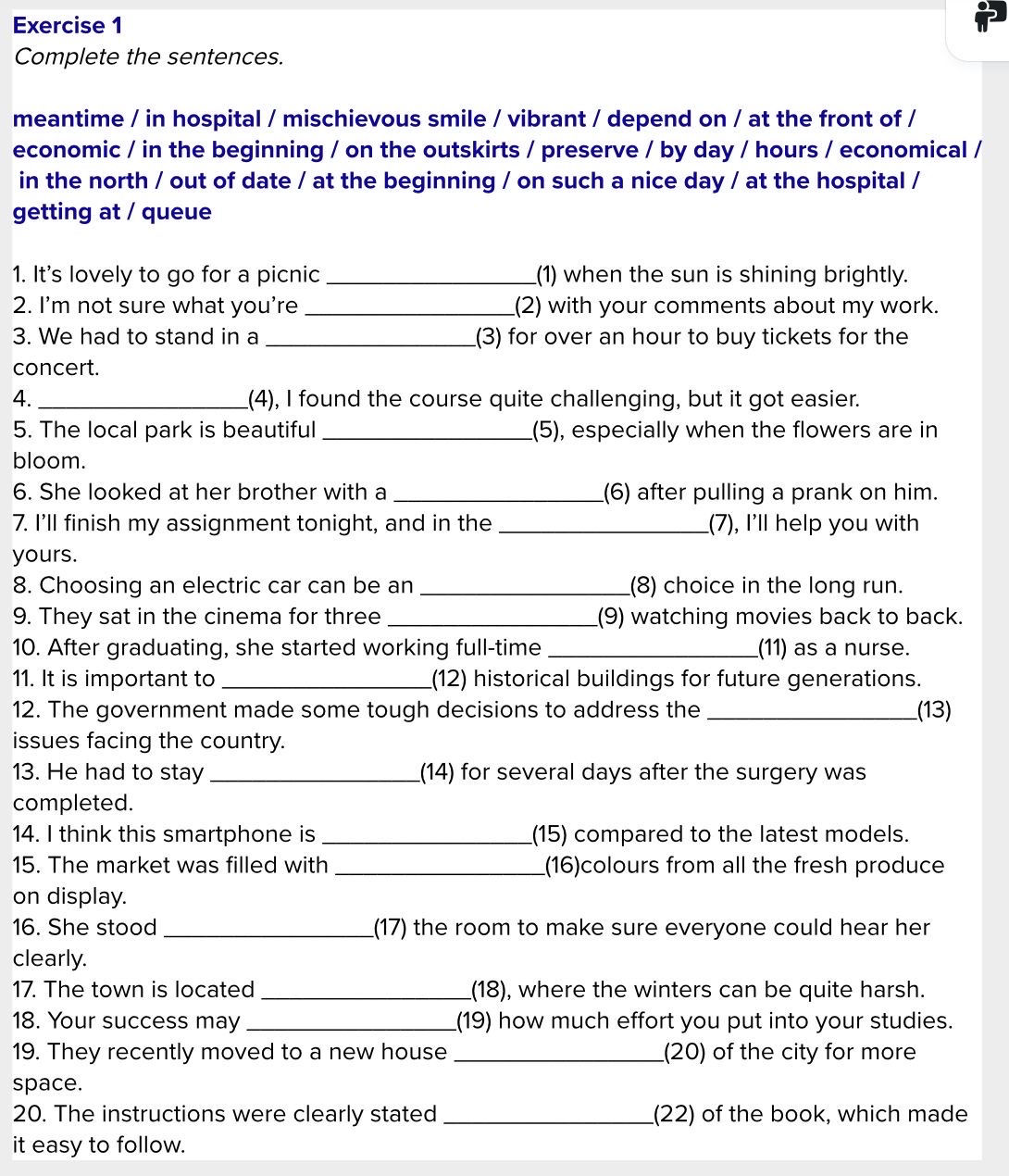 Exercise 1 Complete the sentences. Word | StudyX