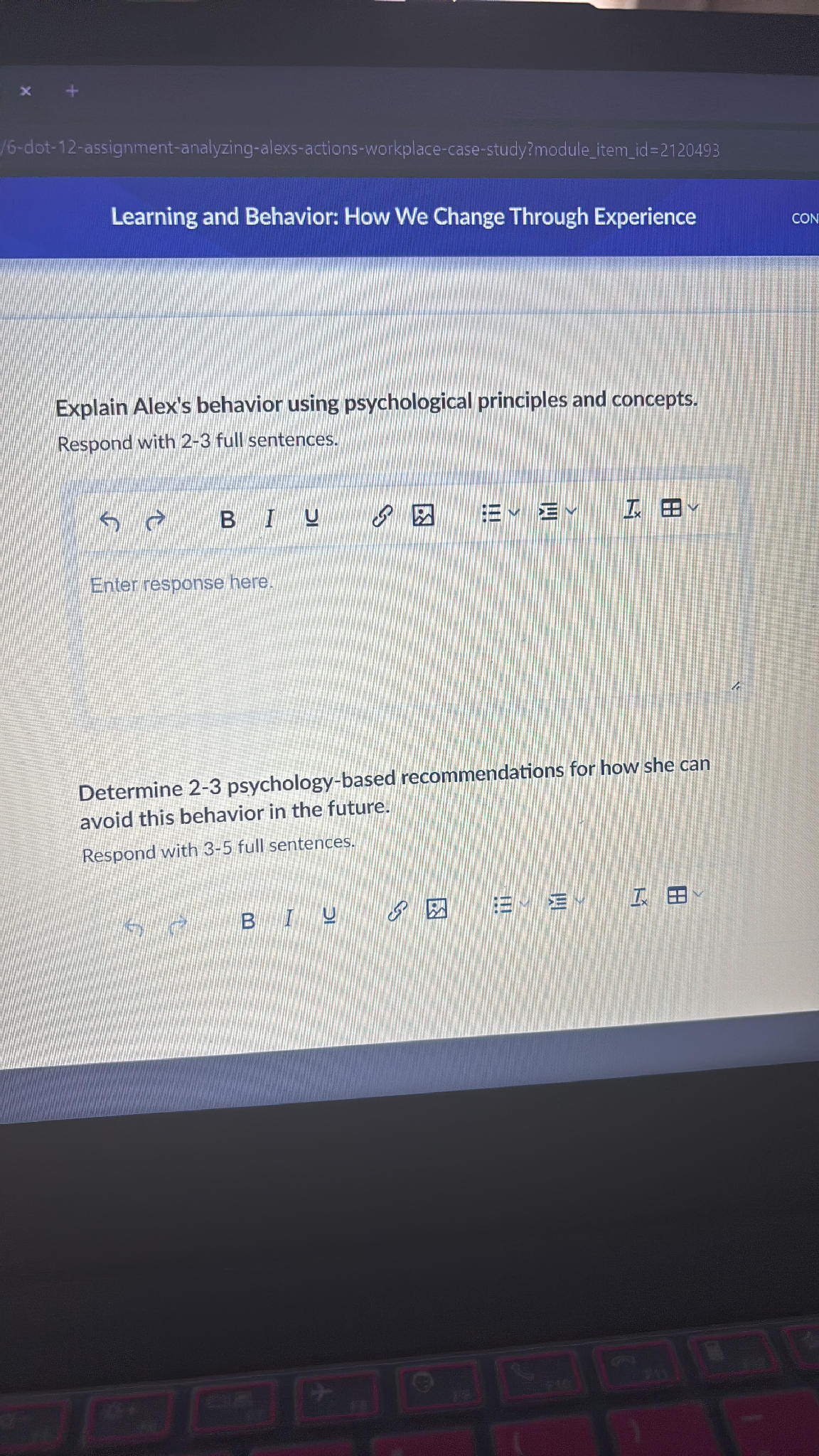 Explain Alex's behavior using psychological