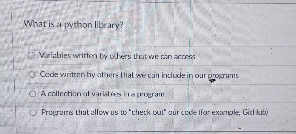What is a python library? * Variables | StudyX