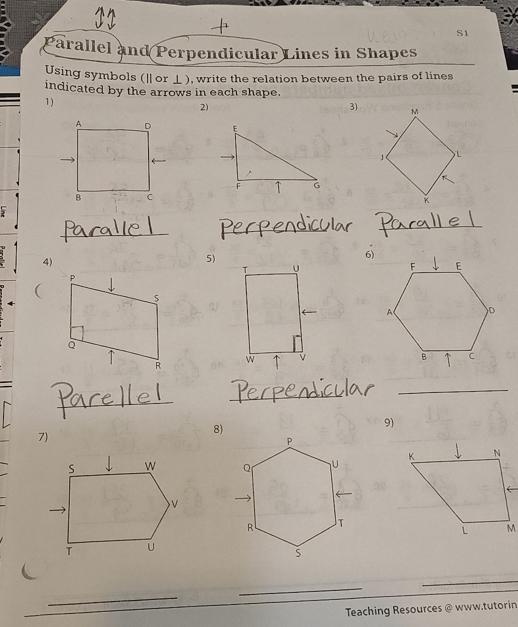 Parallel and Perpendicular Lines in Shapes | StudyX