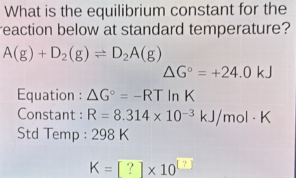 Kb Constant What is the equilibrium constant for the