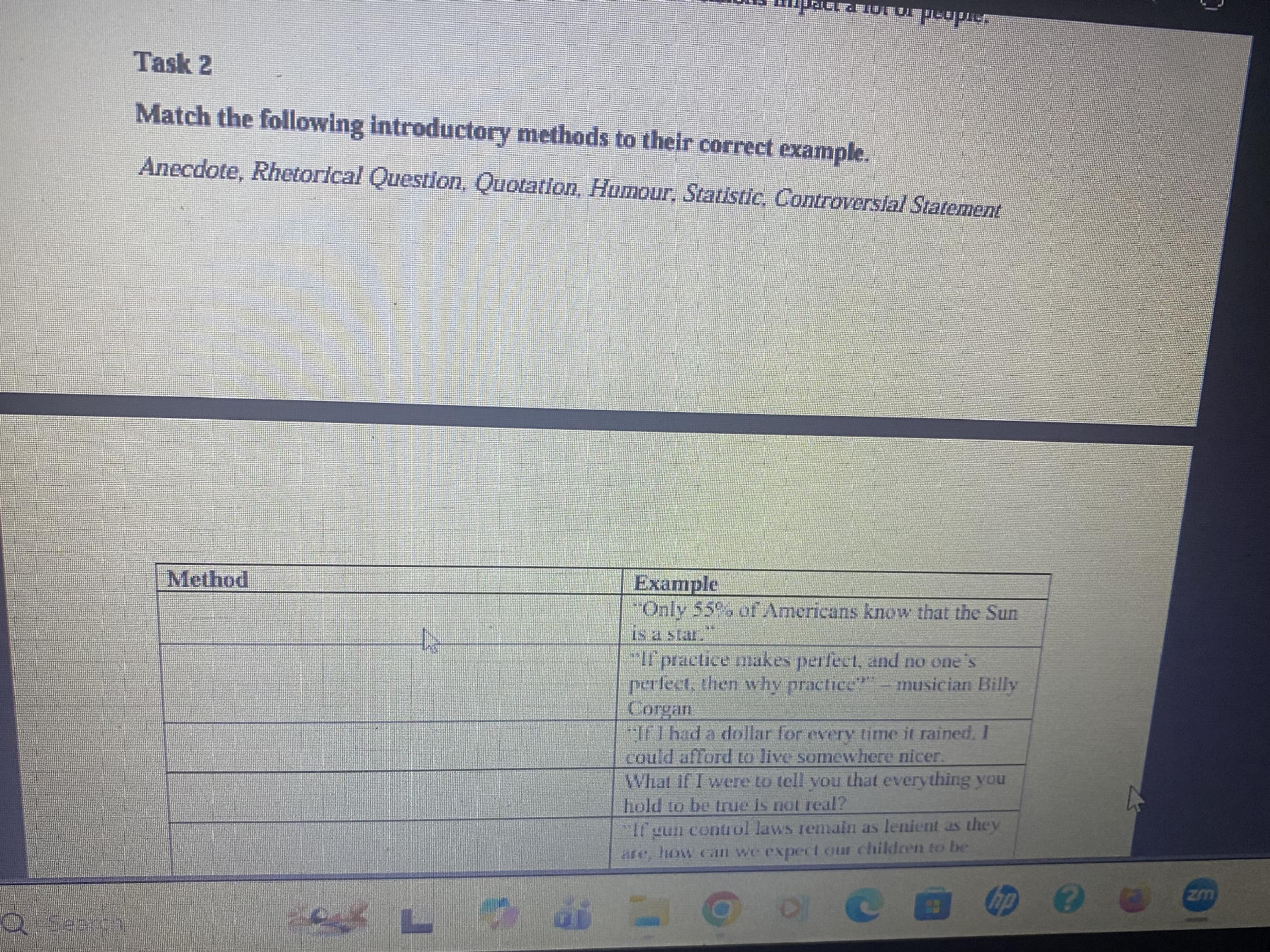 Match Following Post Example Task 2 Match the following introductory | StudyX