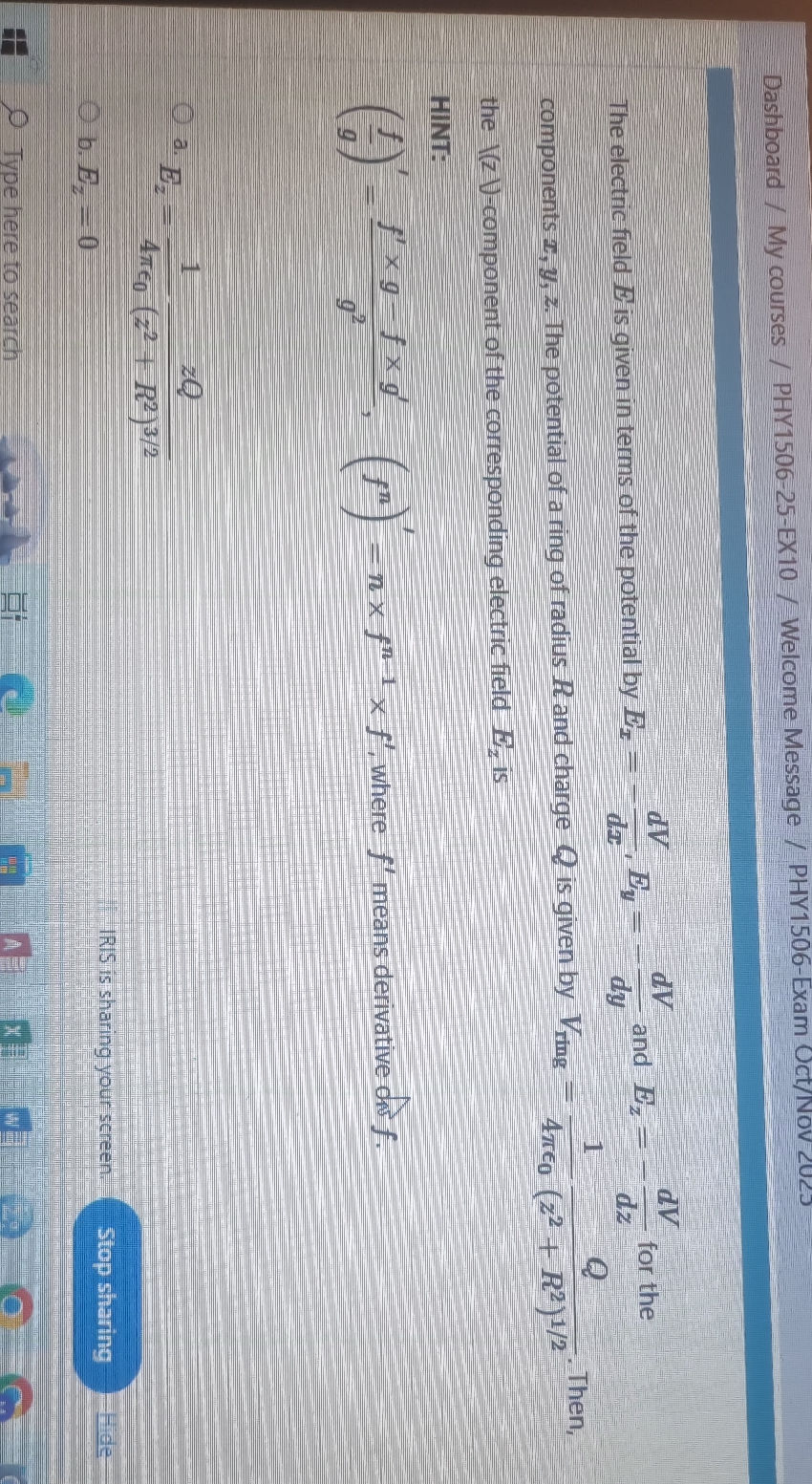 The electric field ${E}$ is given in terms | StudyX