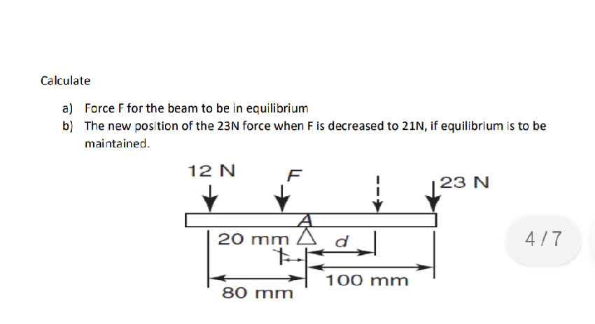 Calculate a) Force F for the beam to be in | StudyX