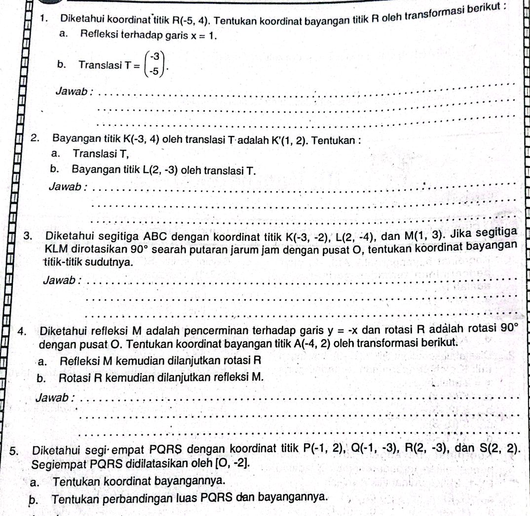 Titik R Sheet 1. Diketahui koordinat titik R(-5, 4). | StudyX