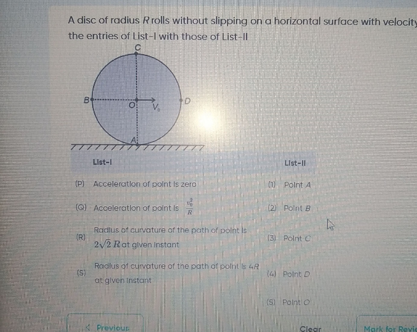 A disc of radius $R$ rolls without slipping | StudyX