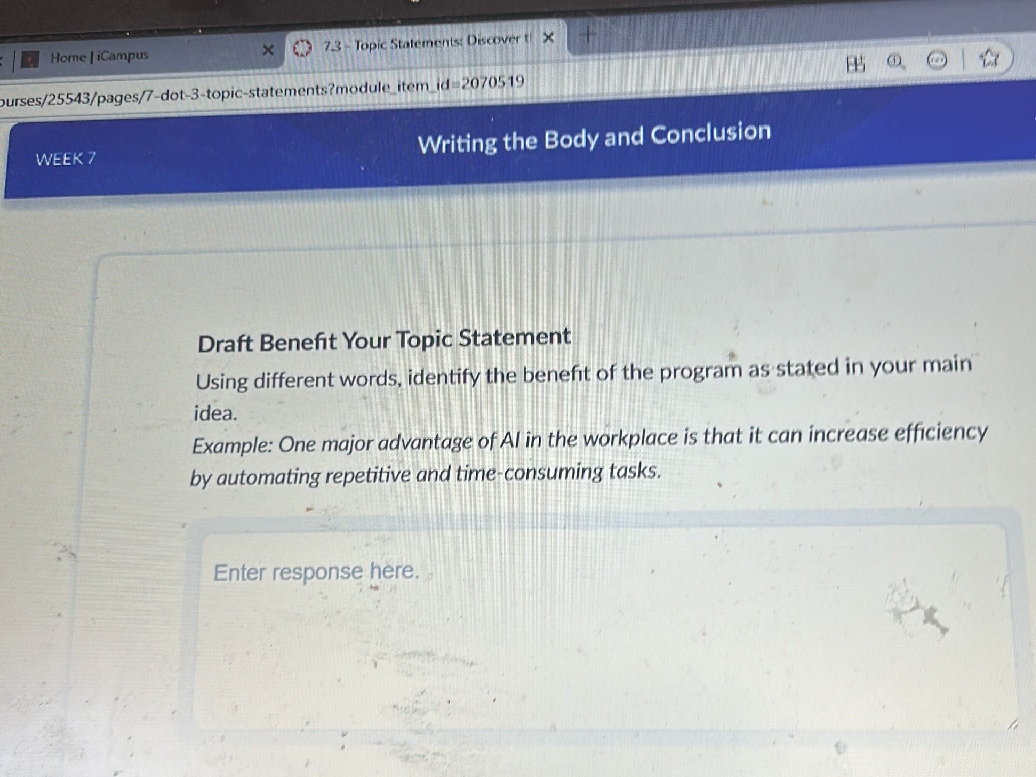 Draft Benefit Your Topic Statement Using | StudyX