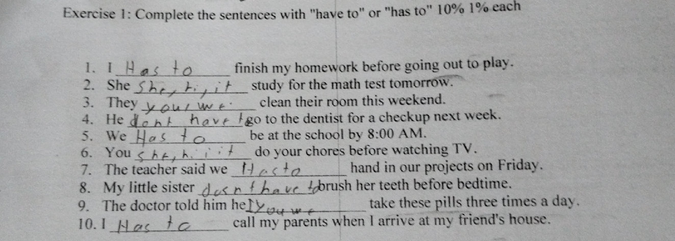 Exercise 1: Complete the sentences with | StudyX