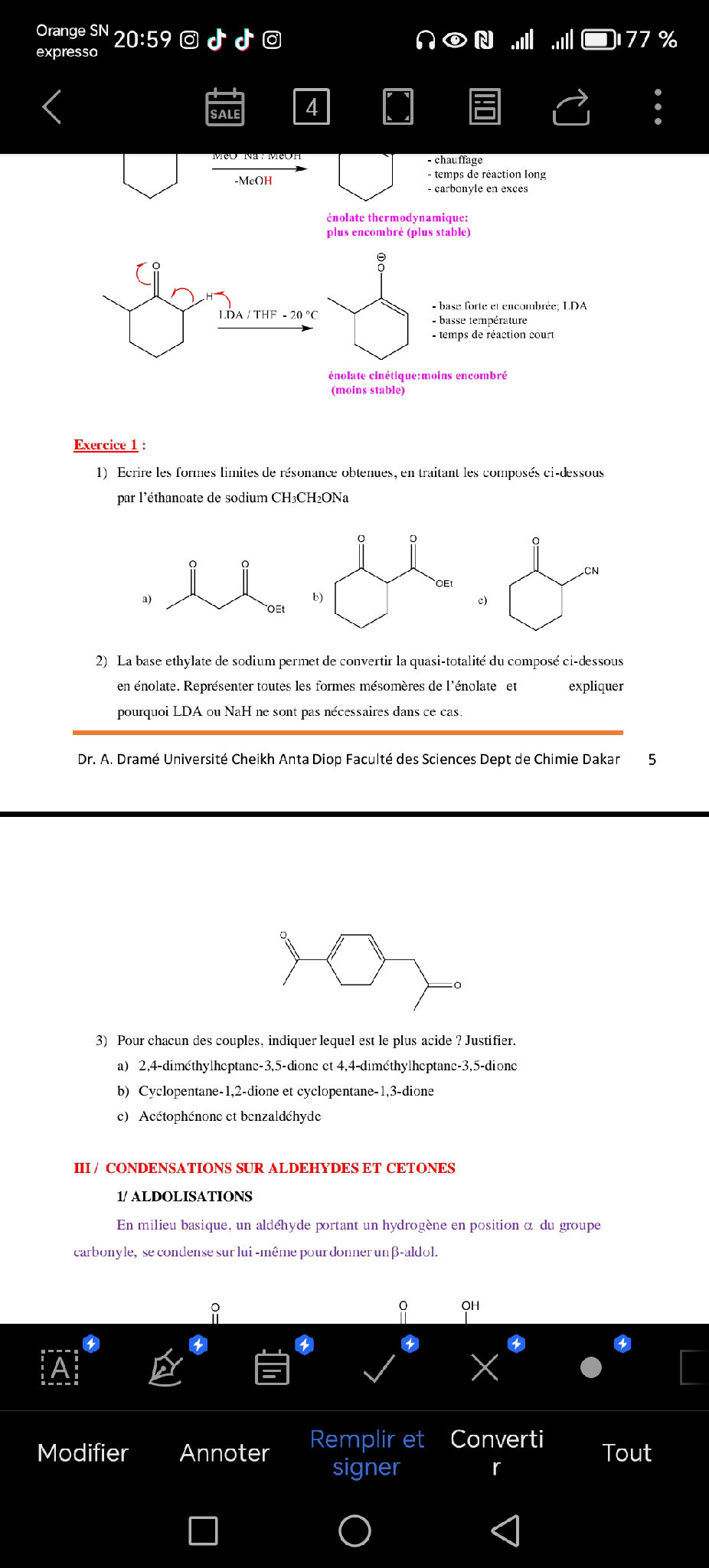 Exercice 1 : 1) Ecrire les formes limites de | StudyX