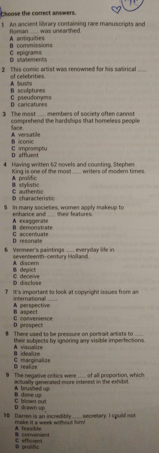 Choose the correct answers. 1 An ancient | StudyX