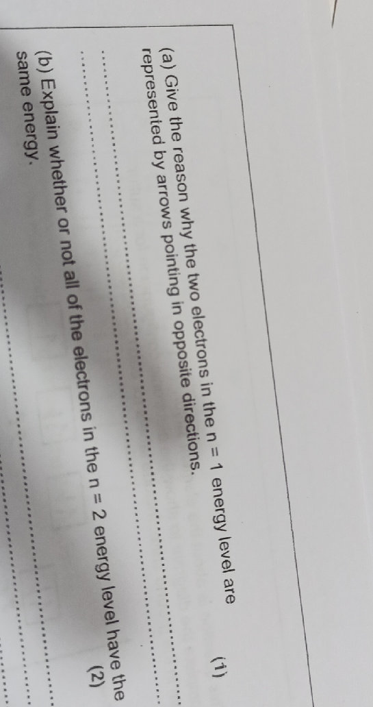 (a) Give the reason why the two electrons in