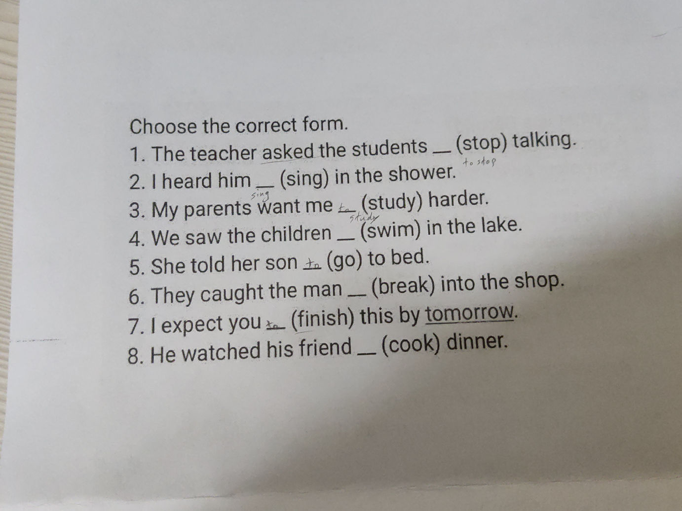 Choose the correct form. 1. The teacher | StudyX