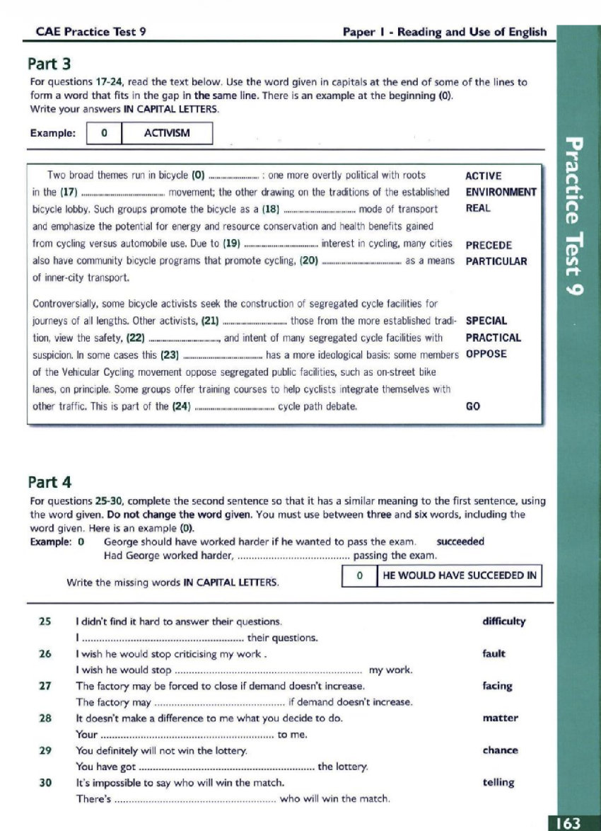 Cae Questions CAE Practice Test 9 **Part 3** For | StudyX