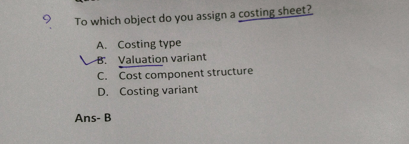 To which object do you assign a costing | StudyX