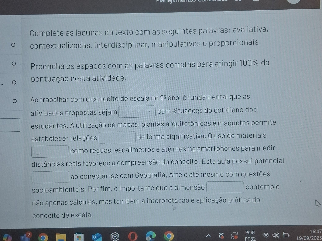 Omplete Complete as lacunas do texto com as | StudyX