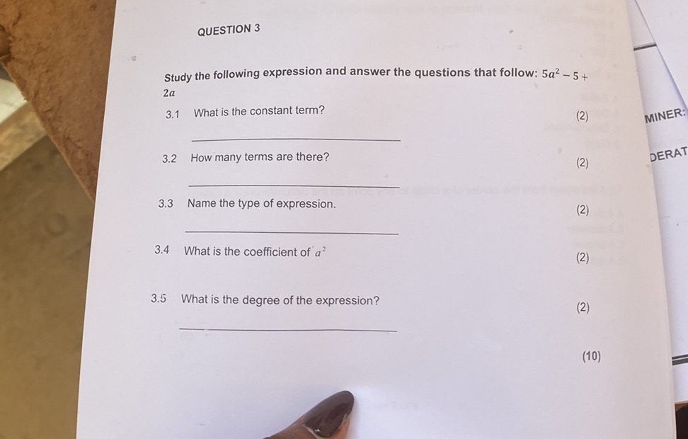Study the following expression and answer | StudyX