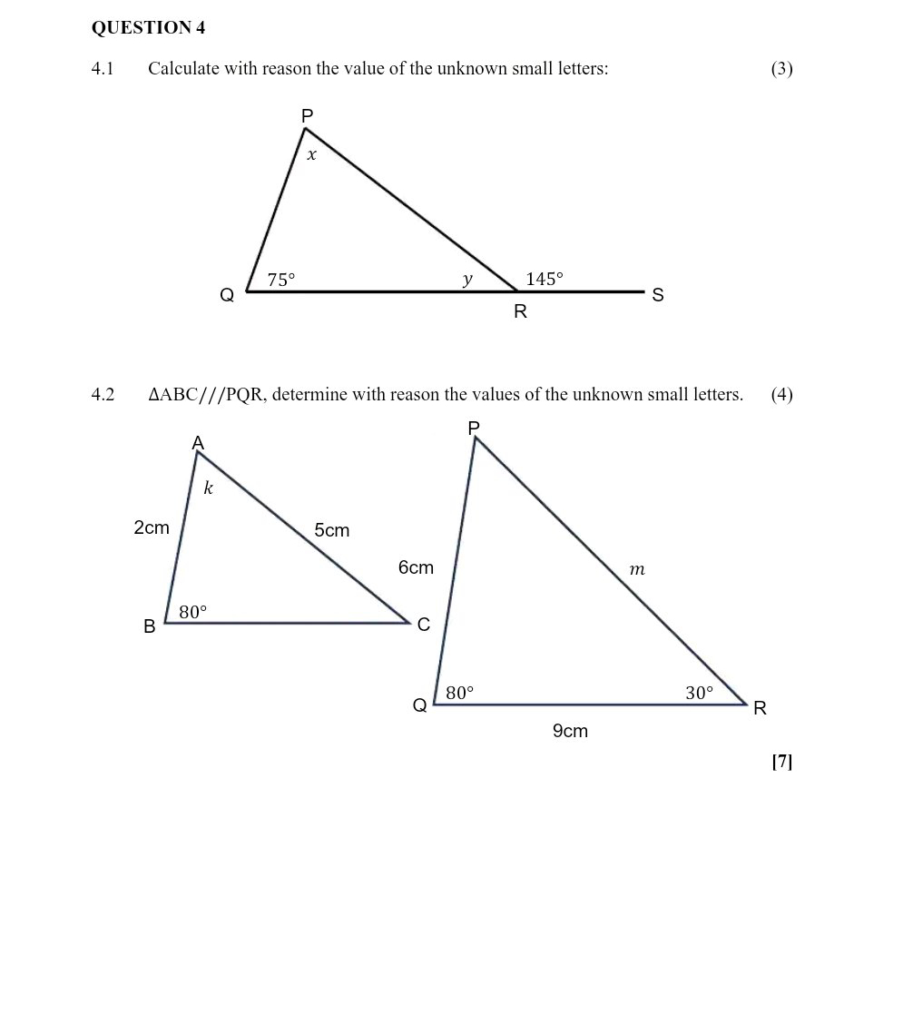 QUESTION 4 4.1 Calculate with reason the | StudyX