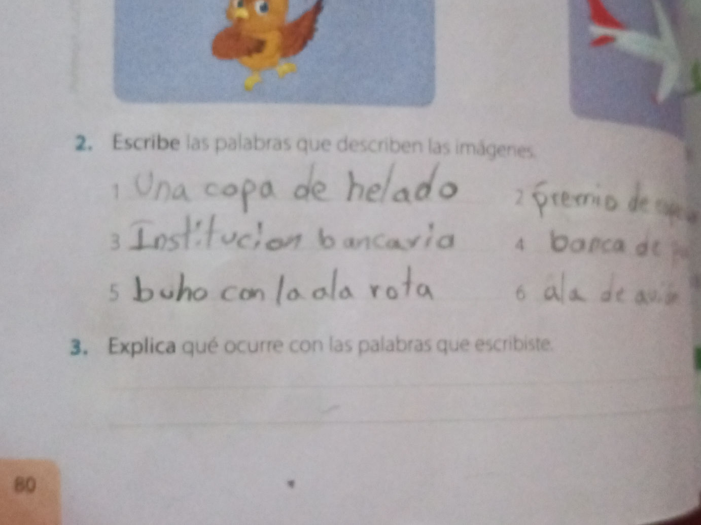 2. Escribe las palabras que describen las | StudyX