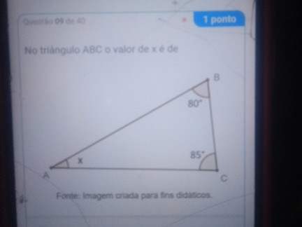 No triângulo ABC o valor de x é de [Image | StudyX
