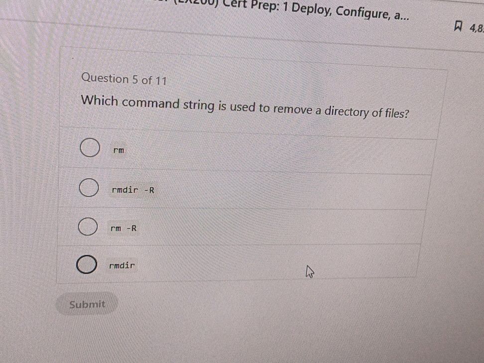 Which command string is used to remove a | StudyX