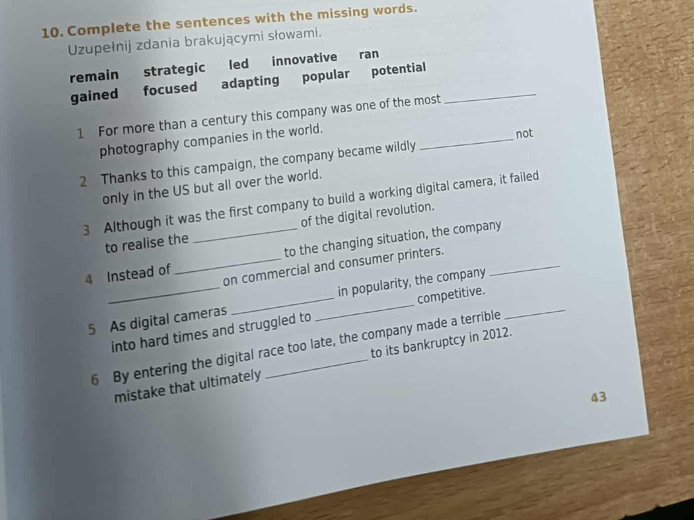Complete the sentences with the missing | StudyX