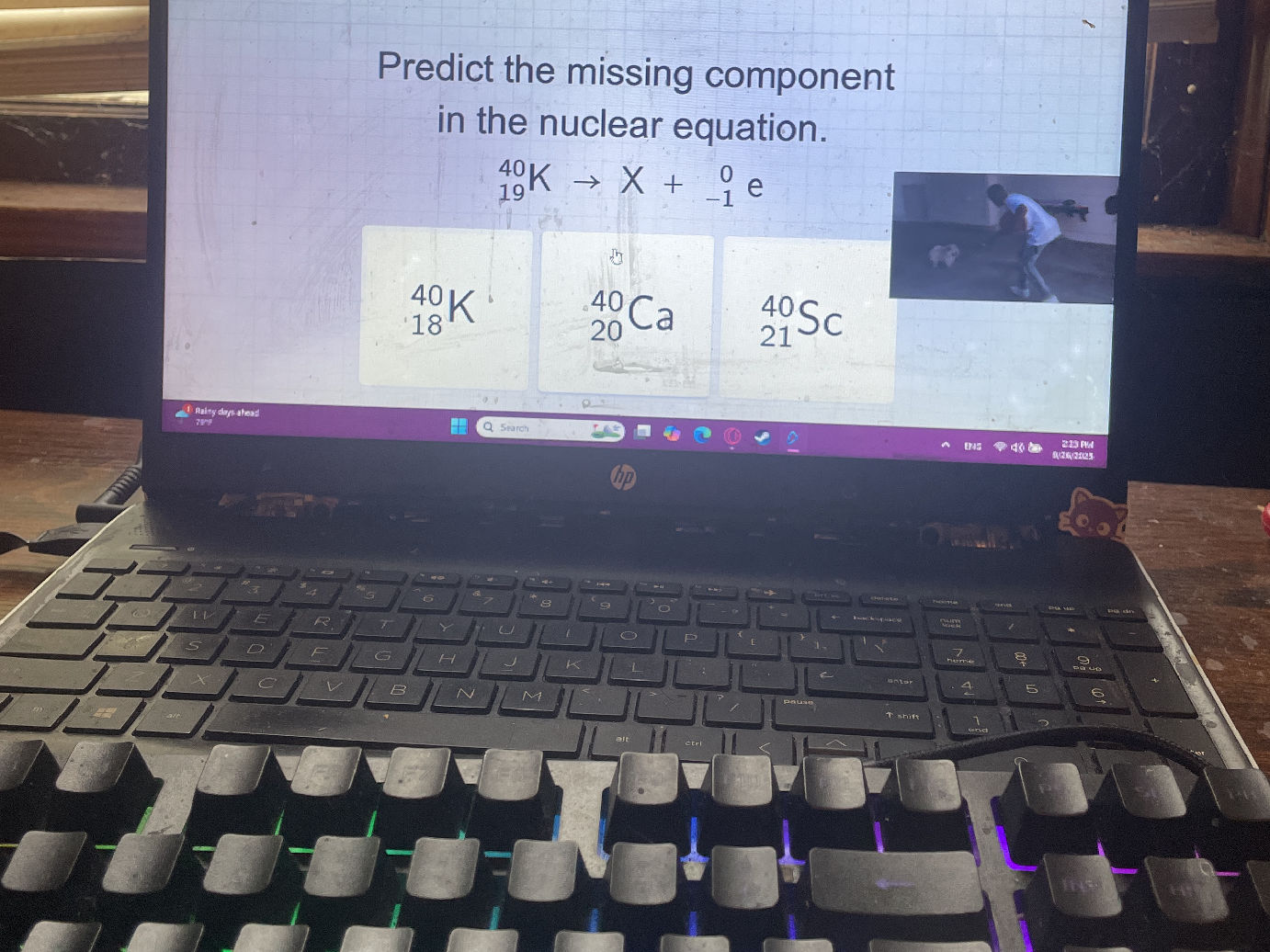 Predict the missing component in the nuclear