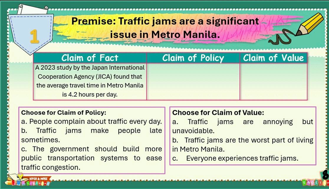 Premise: Traffic jams are a significant | StudyX