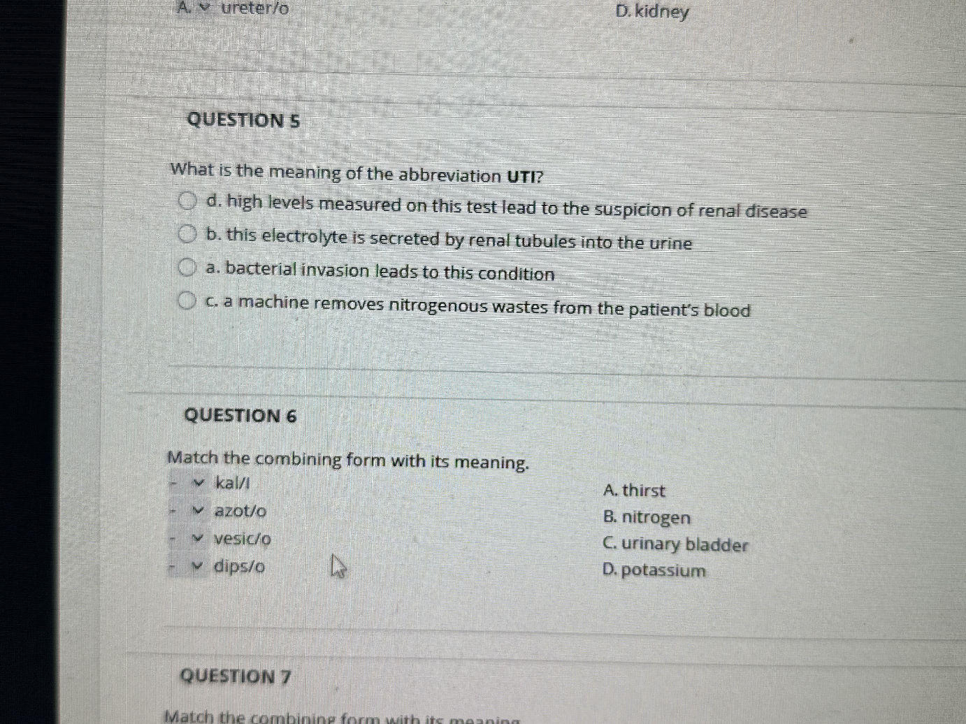 Match the combining form with its meaning. | StudyX