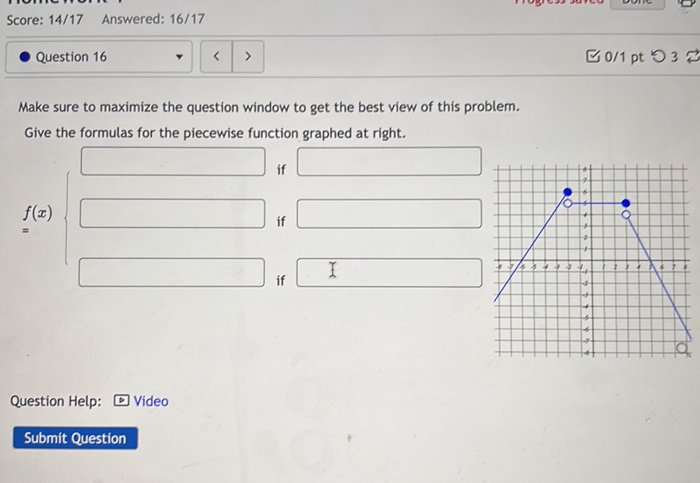 Give the formulas for the piecewise function | StudyX