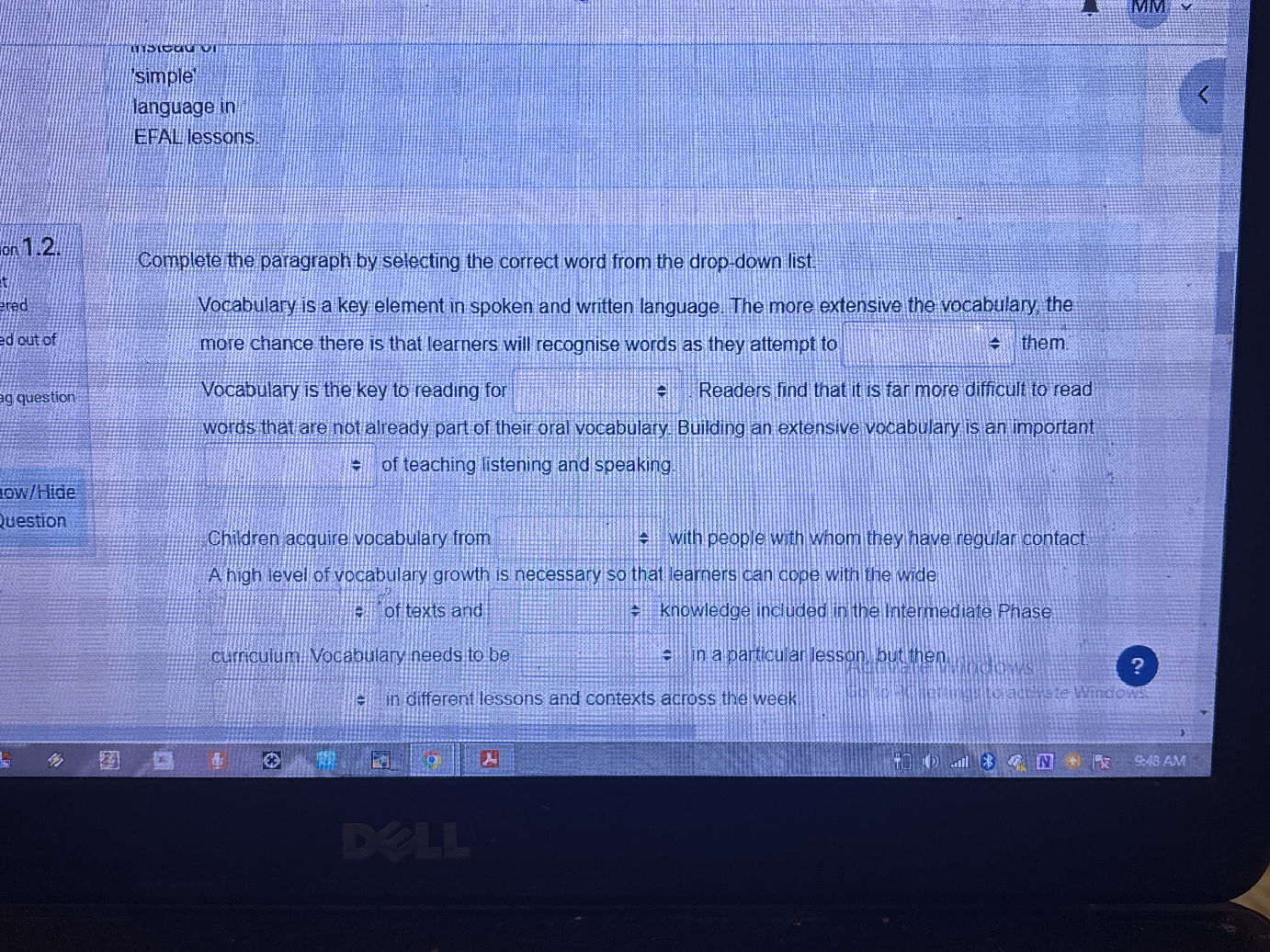 Complete the paragraph by selecting the | StudyX