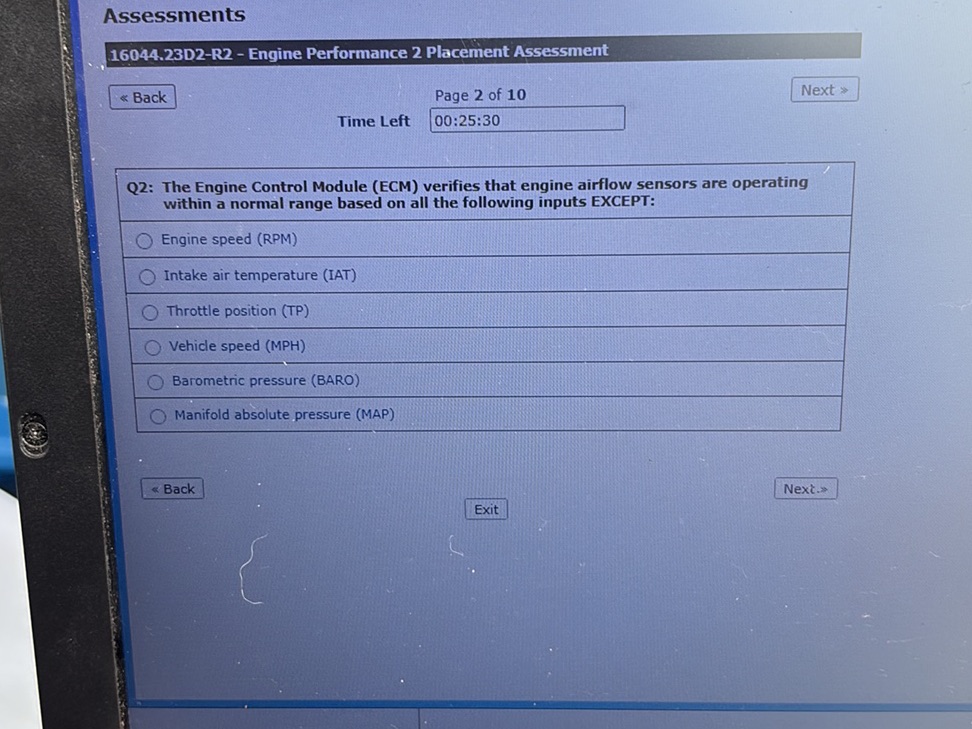 Q2: The Engine Control Module (ECM) verifies | StudyX