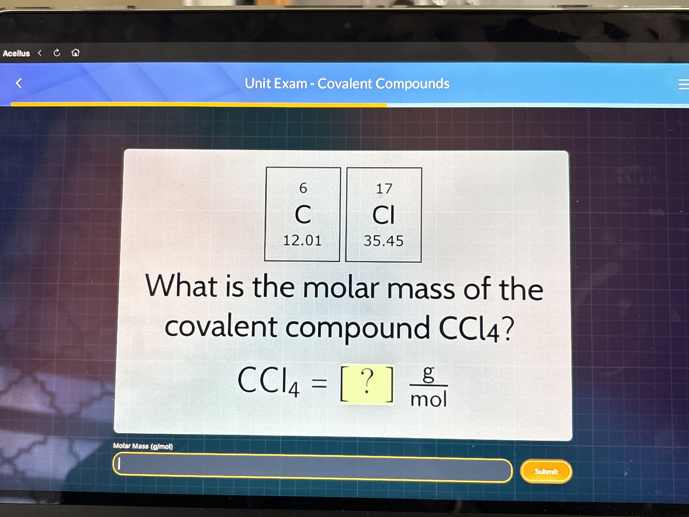What is the molar mass of the covalent | StudyX