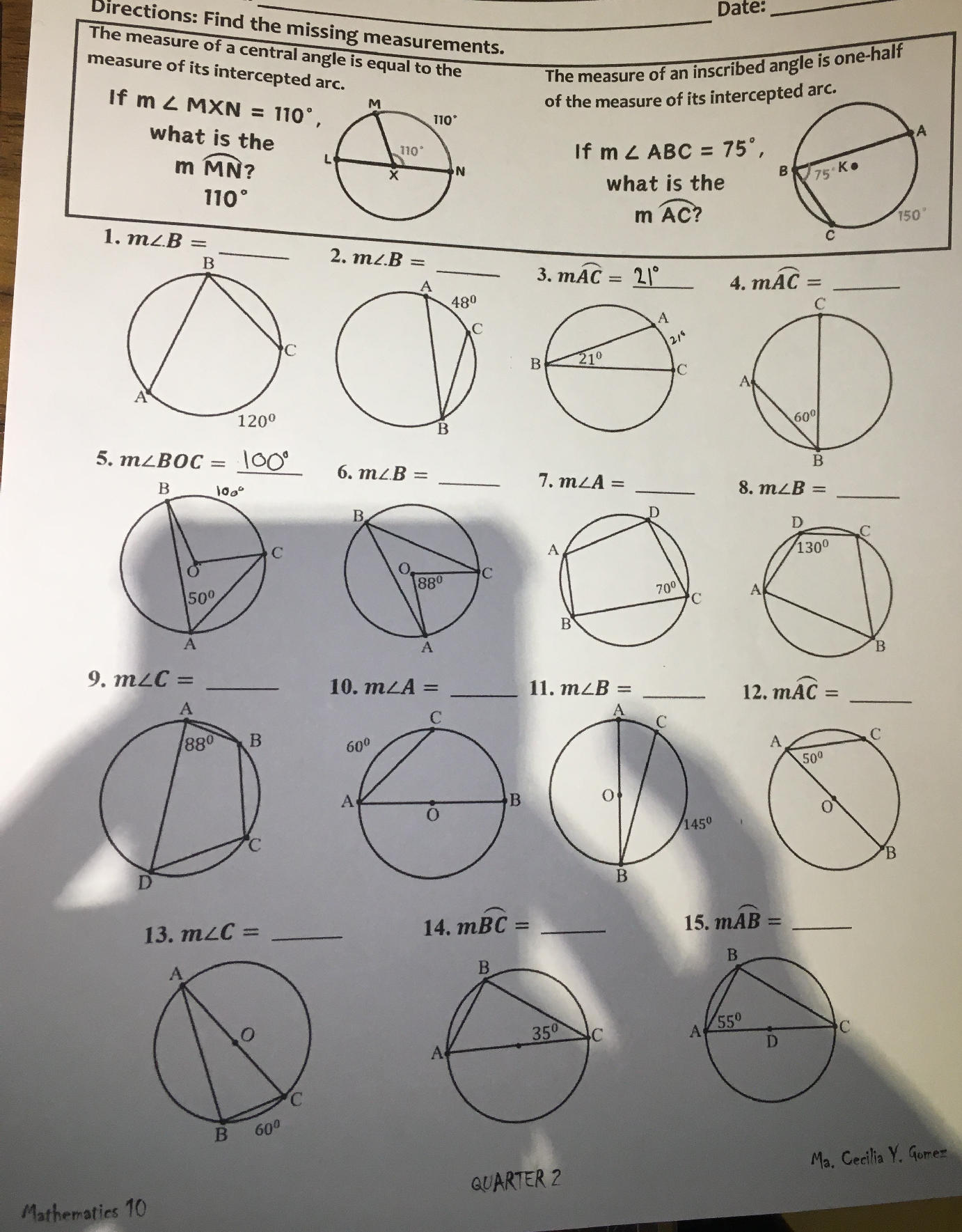 Directions: Find the missing measurements. | StudyX